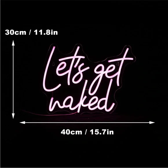 Let’s Get Naked Neon Pink LED Light Sexy Bright Wall Decor Sign Bathroom Bedroom - Picture 5 of 6